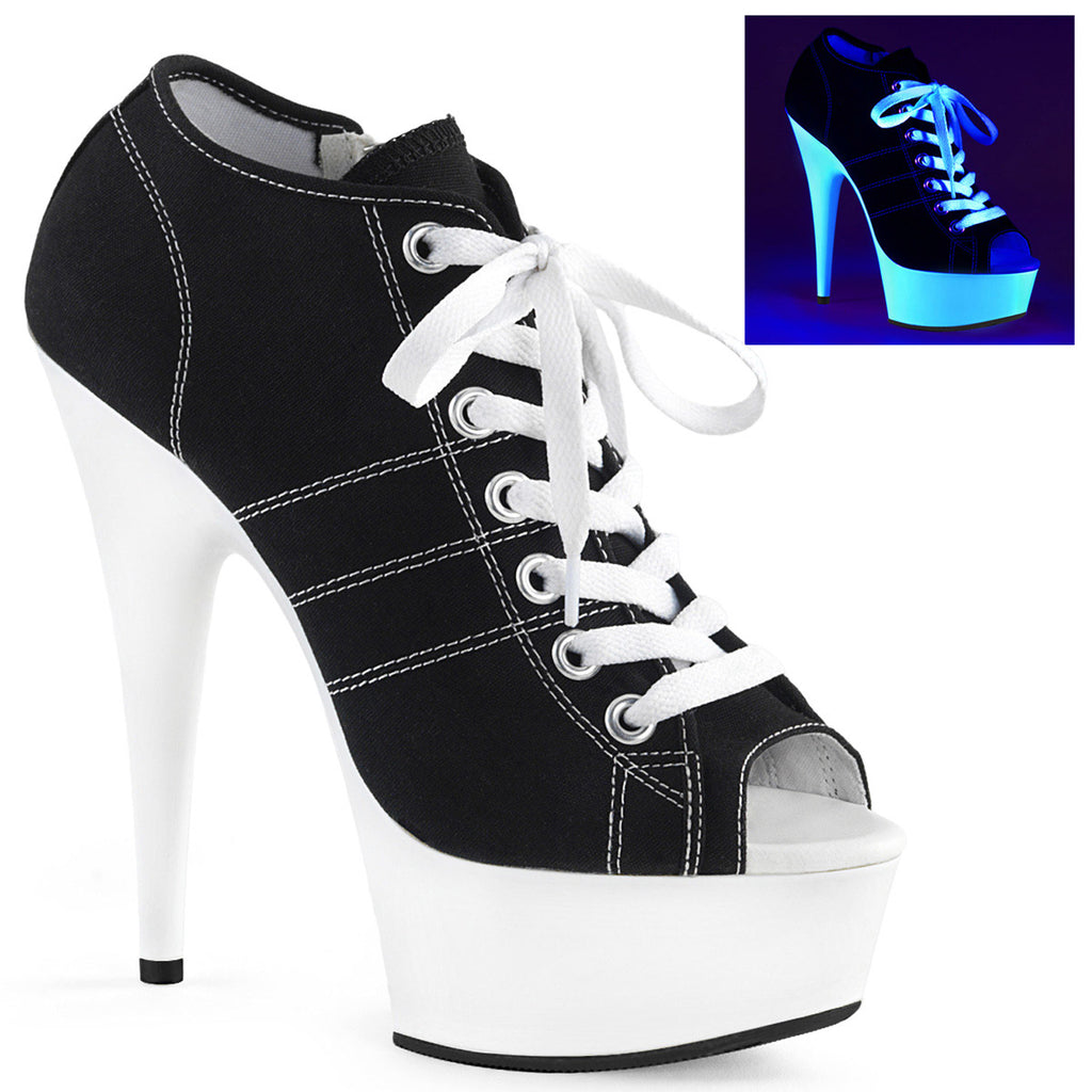 6" Heel, 1 3/4" PF Open Toe Sneaker, Side Zip Pleaser Pleaser DELIGHT/600SK/01