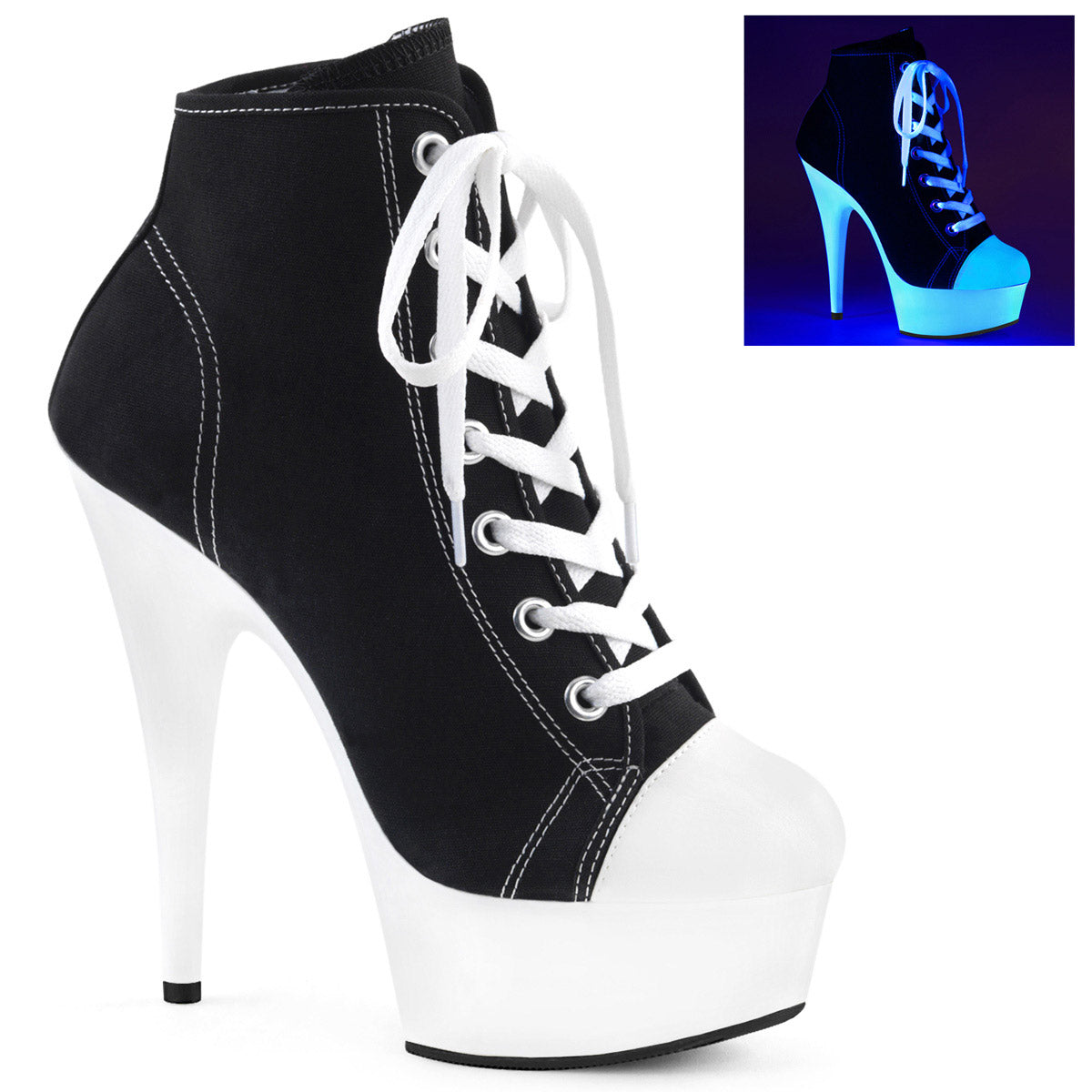 6" Heel, 1 3/4" PF Sneaker, Side Zip Pleaser Pleaser DELIGHT/600SK/02 Main image