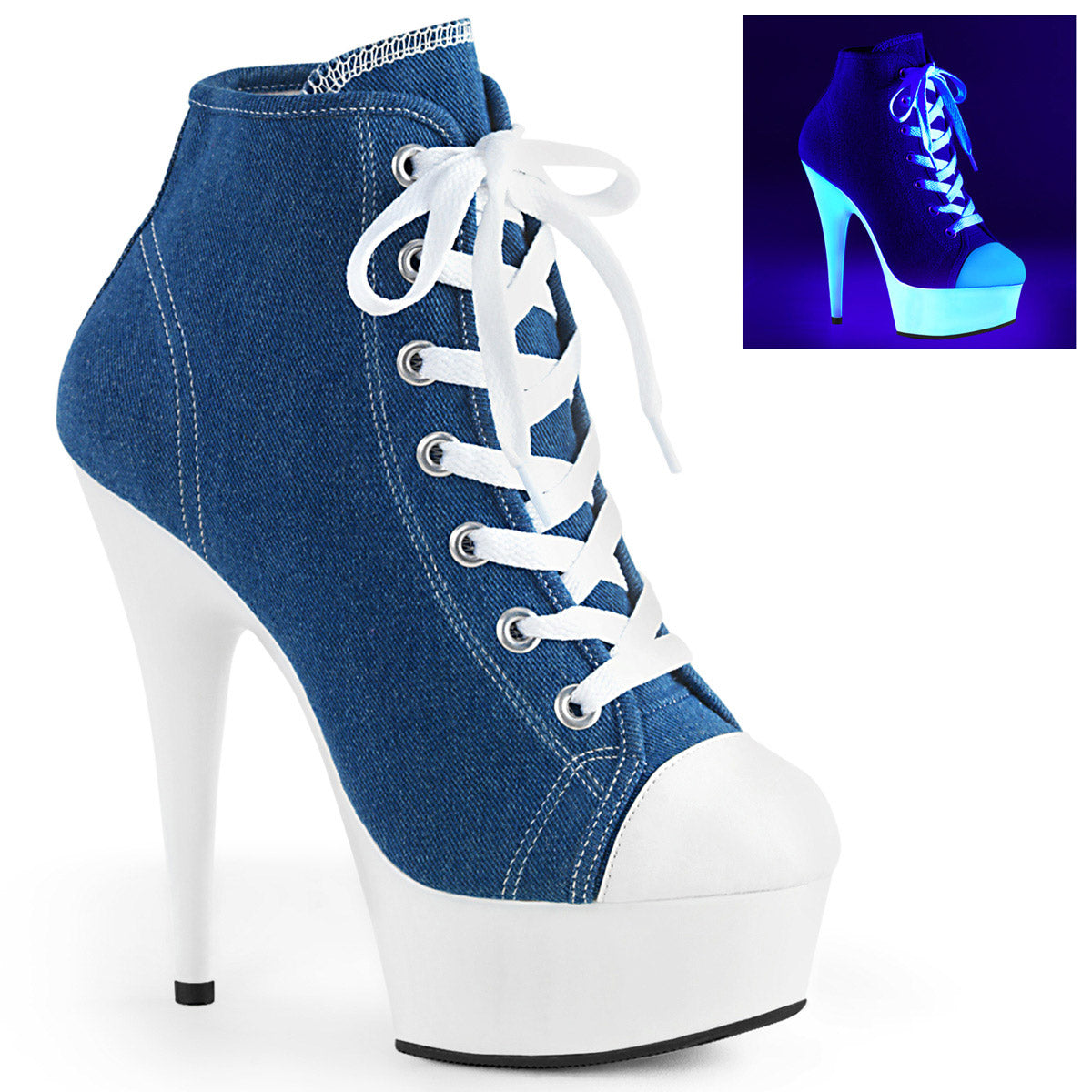 6" Heel, 1 3/4" PF Sneaker, Side Zip Pleaser Pleaser DELIGHT/600SK/02