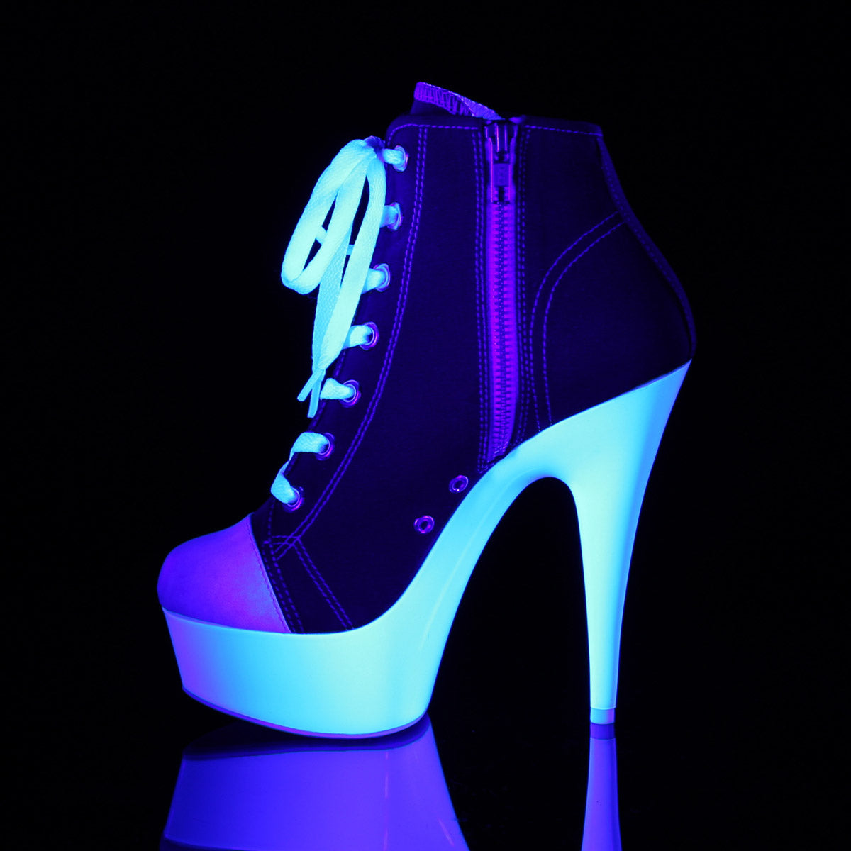 6" Heel, 1 3/4" PF Sneaker, Side Zip Pleaser Pleaser DELIGHT/600SK/02