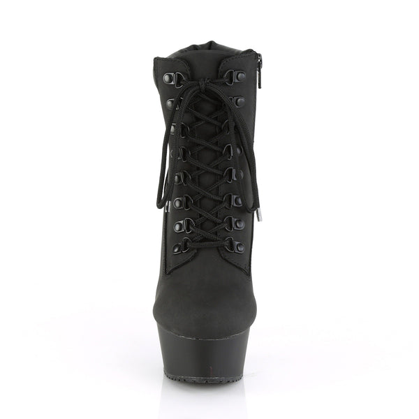 6" Heel, 1 3/4" PF Lace-up Front Bootie, Side Zip Pleaser Pleaser DELIGHT/600TL/02