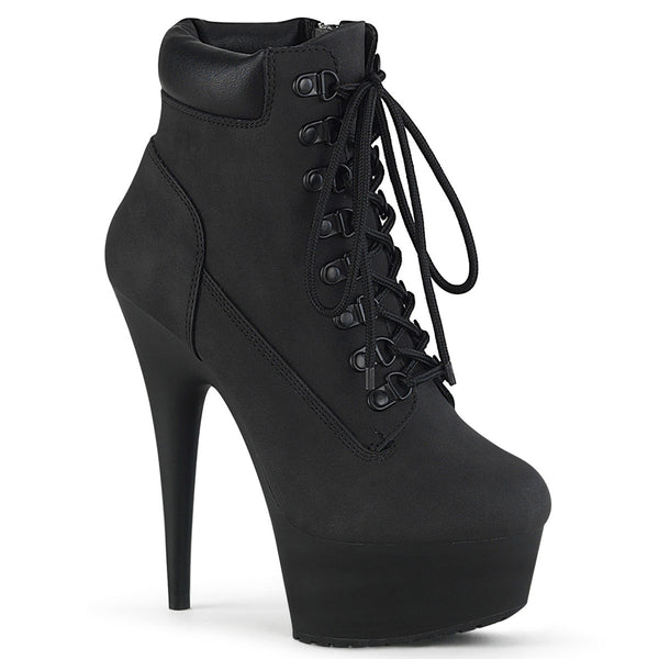 6" Heel, 1 3/4" PF Lace-up Front Bootie, Side Zip Pleaser Pleaser DELIGHT/600TL/02