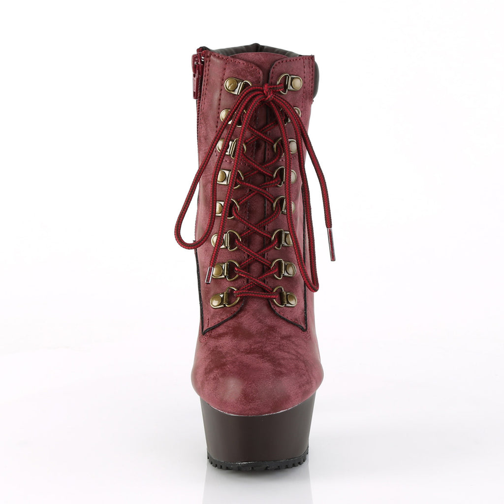 6" Heel, 1 3/4" PF Lace-up Front Bootie, Side Zip Pleaser  DELIGHT/600TL/02