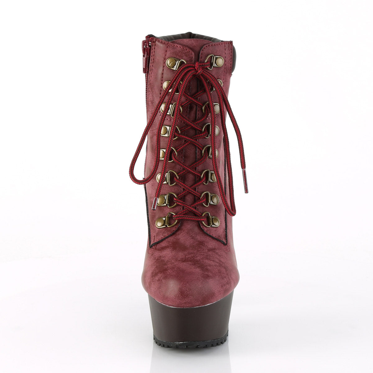 6" Heel, 1 3/4" PF Lace-up Front Bootie, Side Zip Pleaser  DELIGHT/600TL/02