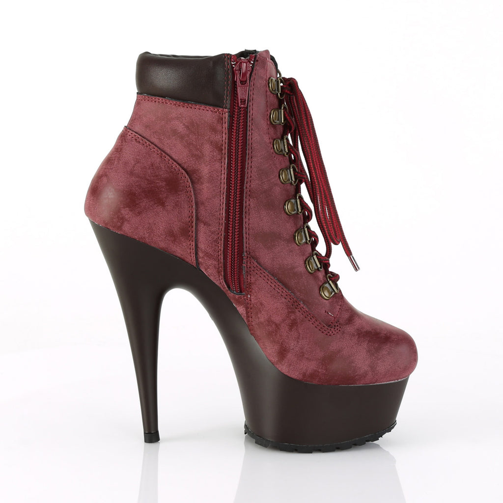 6" Heel, 1 3/4" PF Lace-up Front Bootie, Side Zip Pleaser  DELIGHT/600TL/02