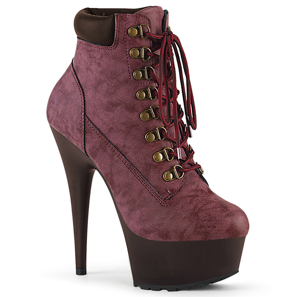 6" Heel, 1 3/4" PF Lace-up Front Bootie, Side Zip Pleaser  DELIGHT/600TL/02