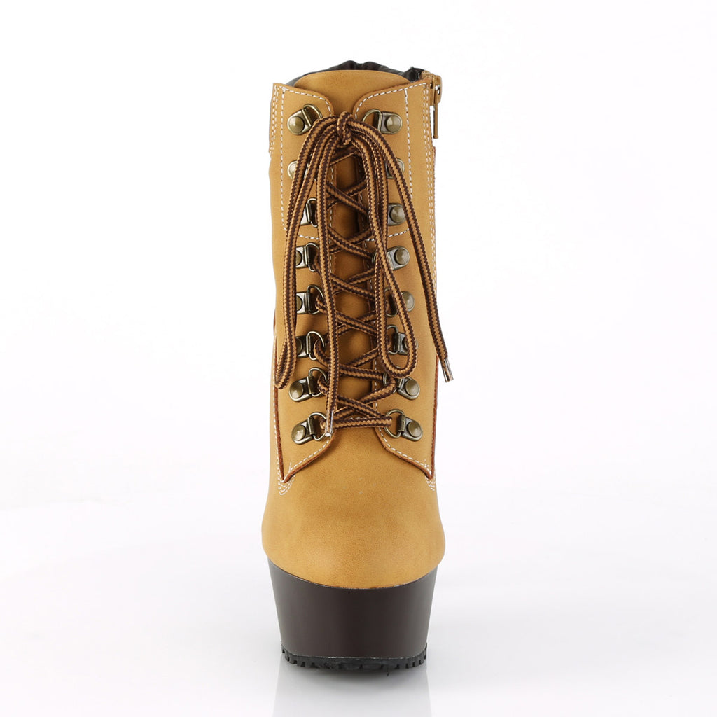 6" Heel, 1 3/4" PF Lace-up Front Bootie, Side Zip Pleaser Pleaser DELIGHT/600TL/02