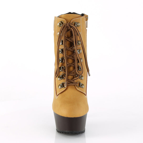 6" Heel, 1 3/4" PF Lace-up Front Bootie, Side Zip Pleaser Pleaser DELIGHT/600TL/02