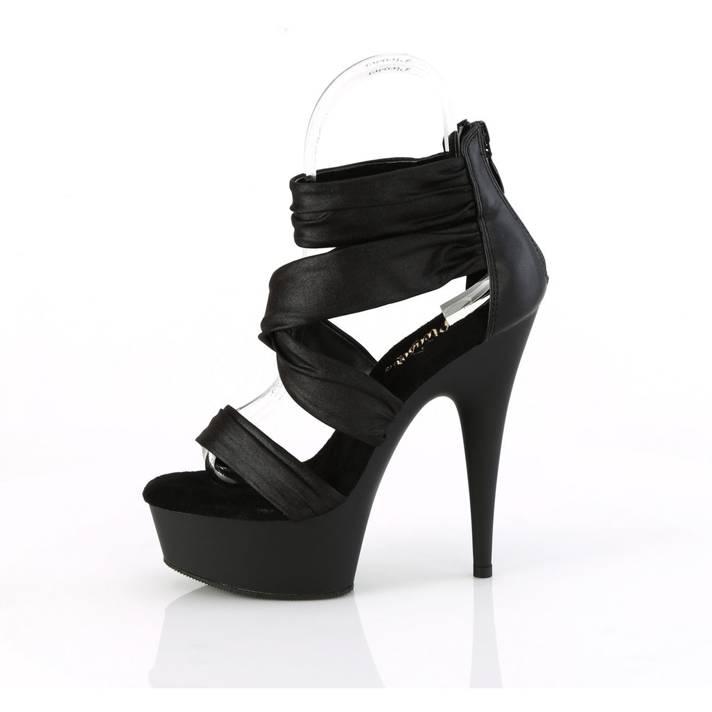 6" Heel, 1 3/4" Pf Ruched Ankle Strap Sandal, Back Zip Pleaser Pleaser DELIGHT/620