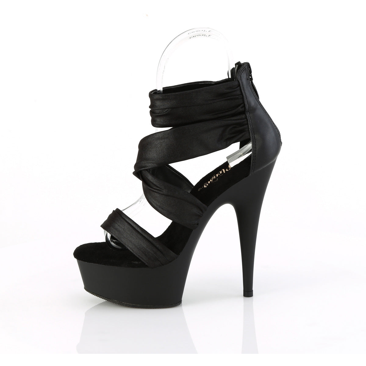 6" Heel, 1 3/4" Pf Ruched Ankle Strap Sandal, Back Zip Pleaser Pleaser DELIGHT/620