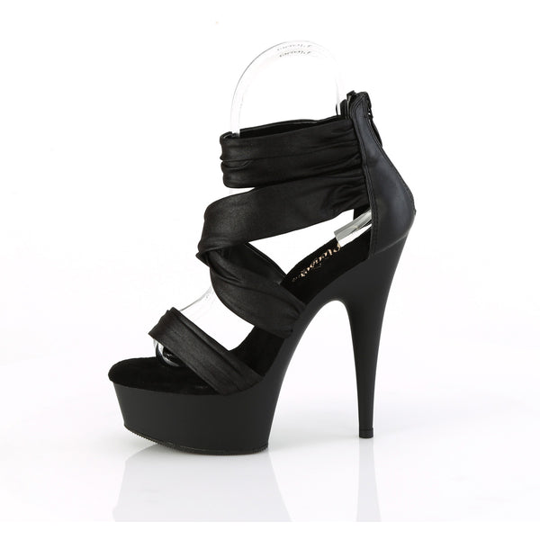 6" Heel, 1 3/4" Pf Ruched Ankle Strap Sandal, Back Zip Pleaser Pleaser DELIGHT/620