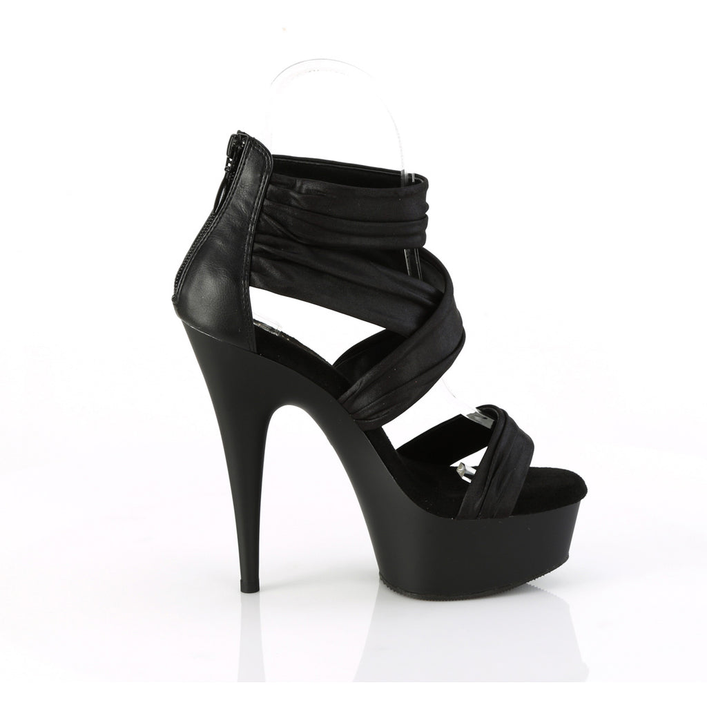 6" Heel, 1 3/4" Pf Ruched Ankle Strap Sandal, Back Zip Pleaser Pleaser DELIGHT/620