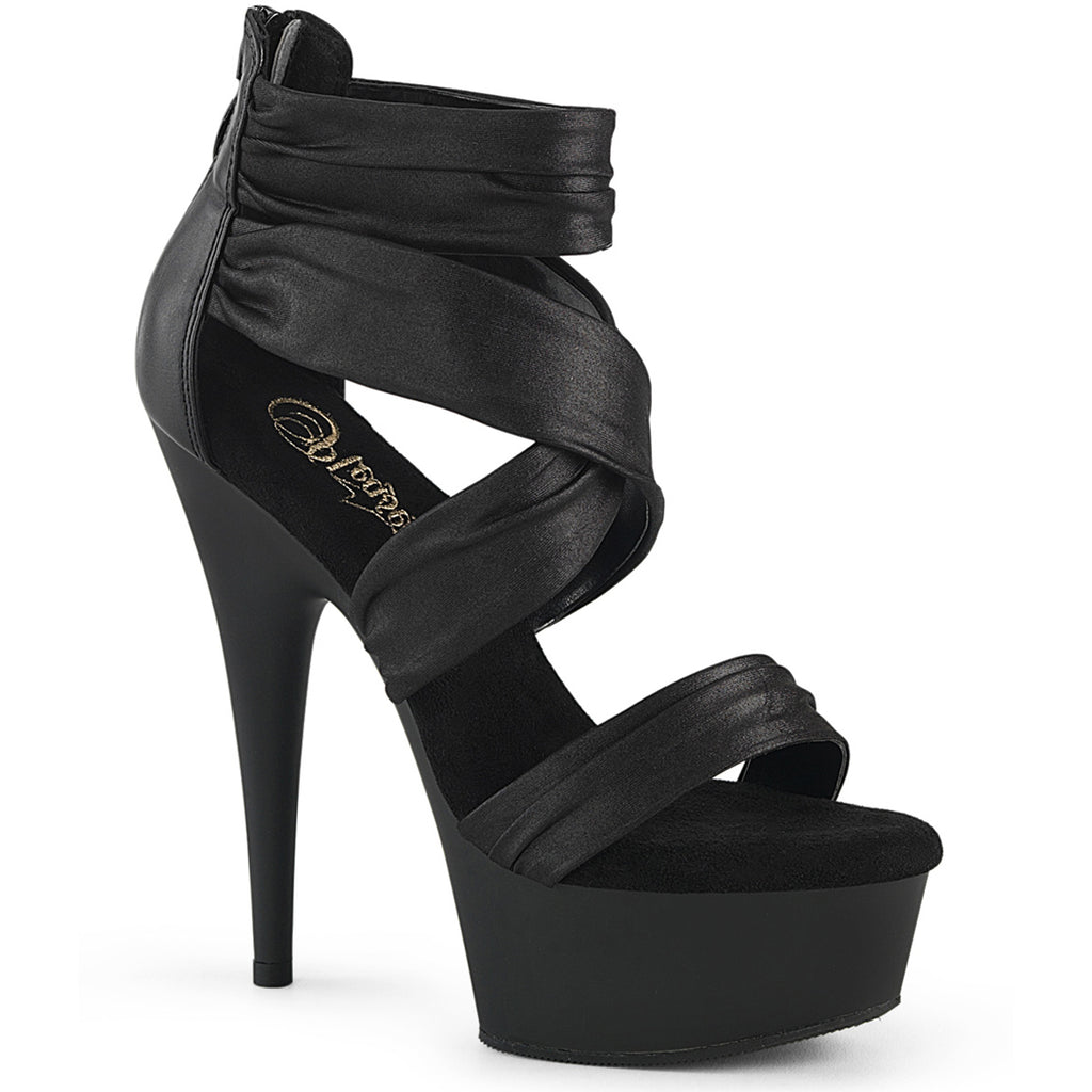 6" Heel, 1 3/4" Pf Ruched Ankle Strap Sandal, Back Zip Pleaser Pleaser DELIGHT/620