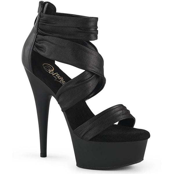 6" Heel, 1 3/4" Pf Ruched Ankle Strap Sandal, Back Zip Pleaser Pleaser DELIGHT/620
