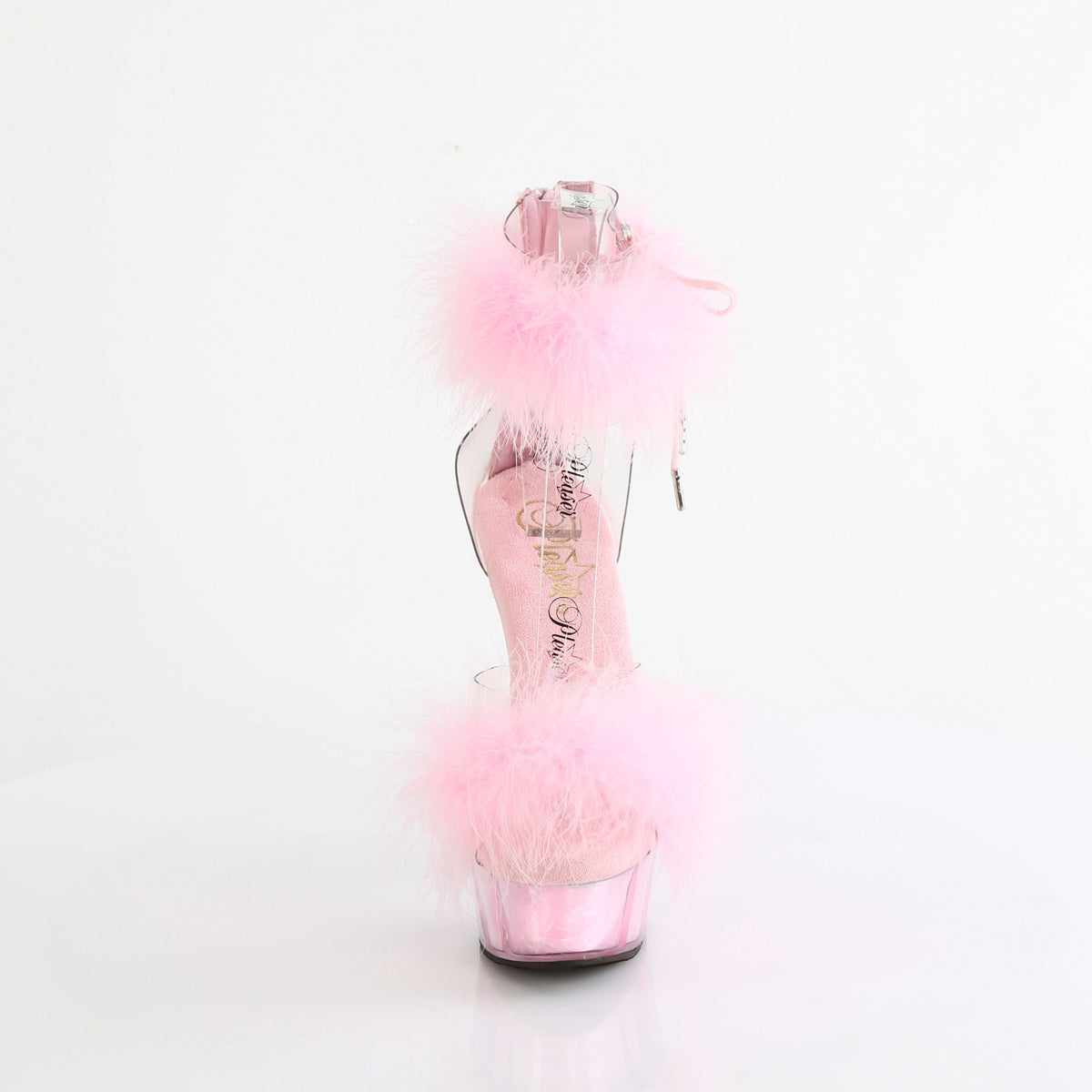 6" Heel, 1 3/4" Pf Marabou Fur Ankle Cuff Sandal, Back Zip Secondary image