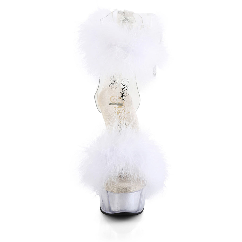 6" Heel, 1 3/4" Pf Marabou Fur Ankle Cuff Sandal, Back Zip Pleaser Pleaser DELIGHT/624F