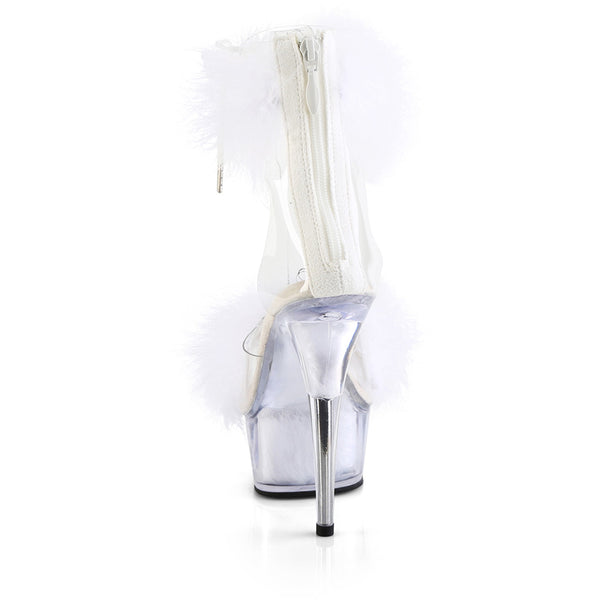 6" Heel, 1 3/4" Pf Marabou Fur Ankle Cuff Sandal, Back Zip Pleaser Pleaser DELIGHT/624F