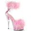 6" Heel, 1 3/4" Pf Marabou Fur Ankle Cuff Sandal, Back Zip Pleaser Pleaser DELIGHT/624F