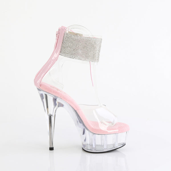 6" Heel, 1 3/4" Pf Rs Ankle Cuff Sandal, Back Zip Pleaser Pleaser DELIGHT/624RS