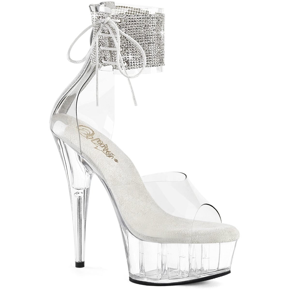 6" Heel, 1 3/4" Pf Rs Ankle Cuff Sandal, Back Zip Pleaser Pleaser DELIGHT/624RS