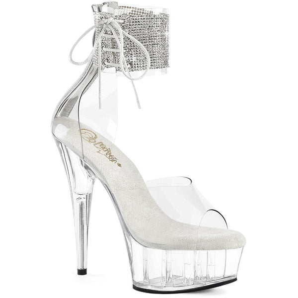 6" Heel, 1 3/4" Pf Rs Ankle Cuff Sandal, Back Zip Pleaser Pleaser DELIGHT/624RS