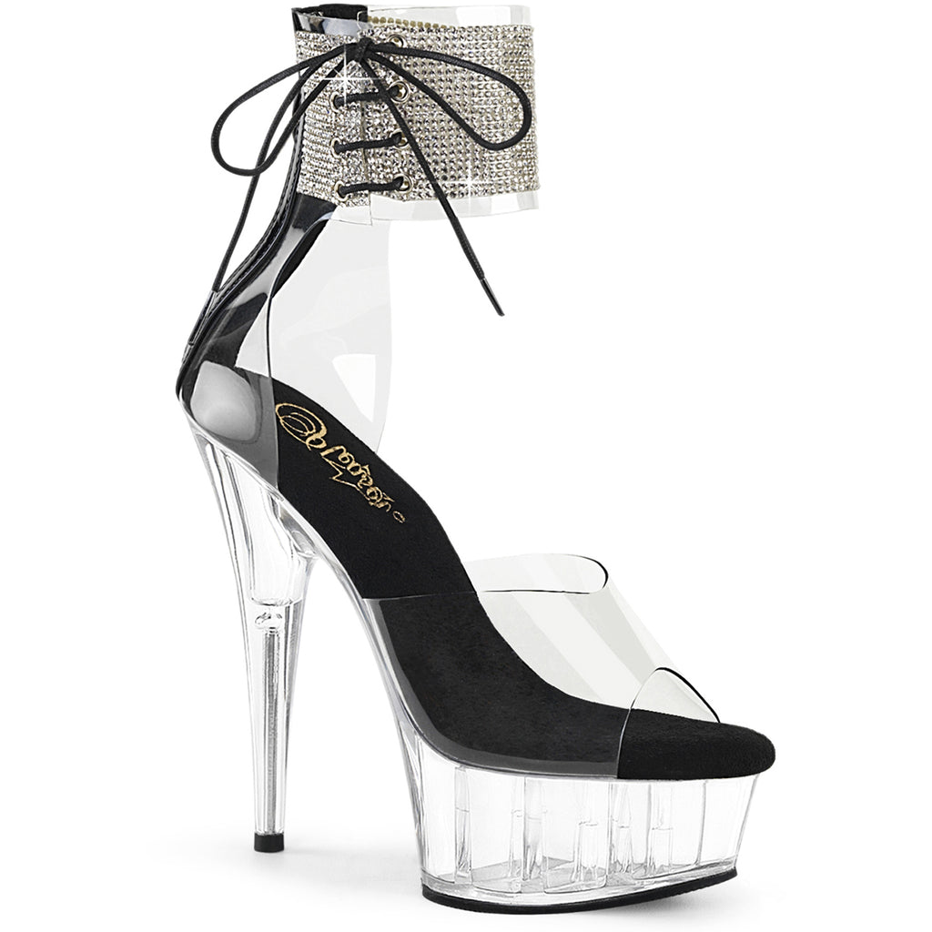 6" Heel, 1 3/4" Pf Rs Ankle Cuff Sandal, Back Zip Pleaser Pleaser DELIGHT/624RS