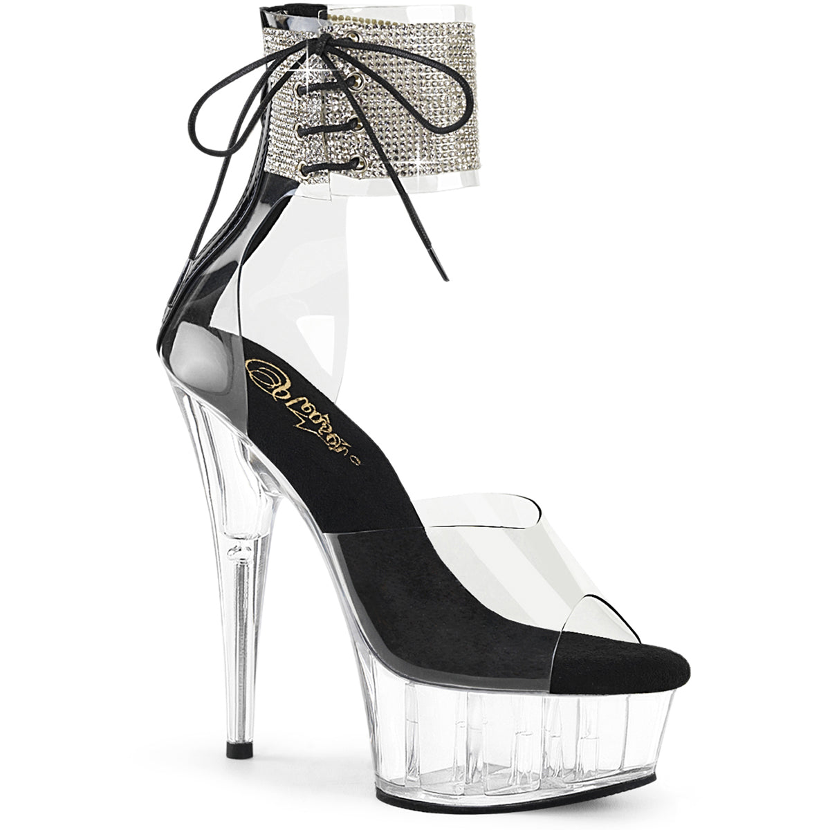 6" Heel, 1 3/4" Pf Rs Ankle Cuff Sandal, Back Zip Pleaser Pleaser DELIGHT/624RS