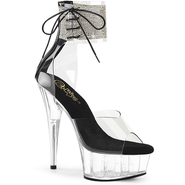 6" Heel, 1 3/4" Pf Rs Ankle Cuff Sandal, Back Zip Pleaser Pleaser DELIGHT/624RS