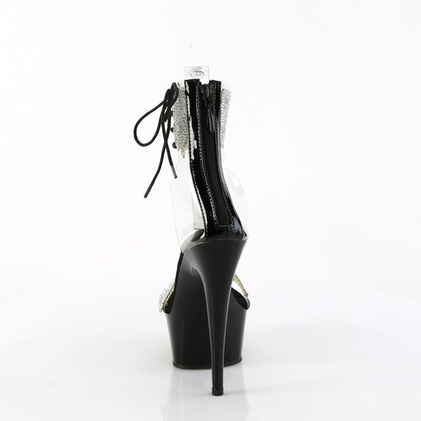6" Heel, 1 3/4" Pf Ankle Cuff Sandal W/Rs, Back Zip Pleaser Pleaser DELIGHT/627RS