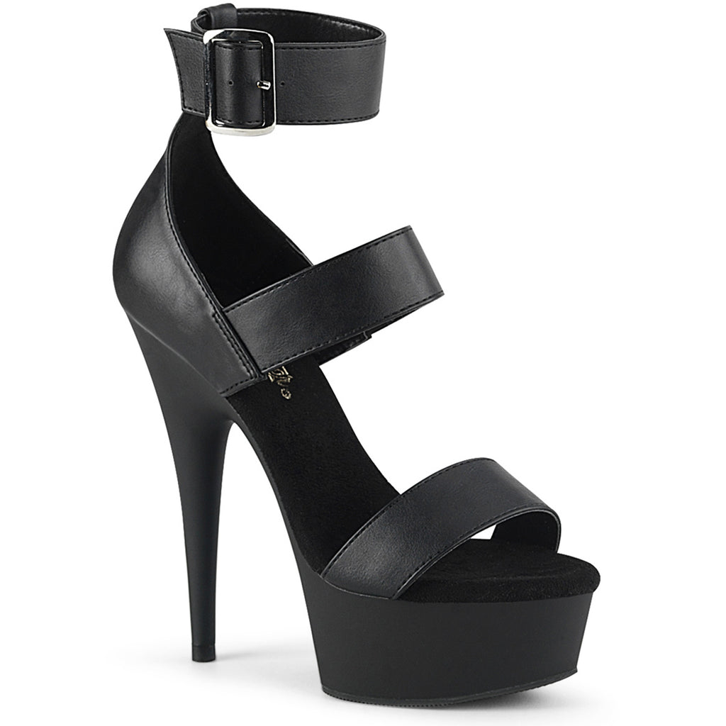 6" Heel, 1 3/4" Pf Close Back Triple Band Ankle Strap Sandal Pleaser Pleaser DELIGHT/629