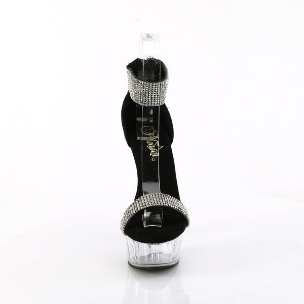 6" Heel, 1 3/4" Pf Rhinestoned Close Back Sandal, Back Zip Pleaser Pleaser DELIGHT/641
