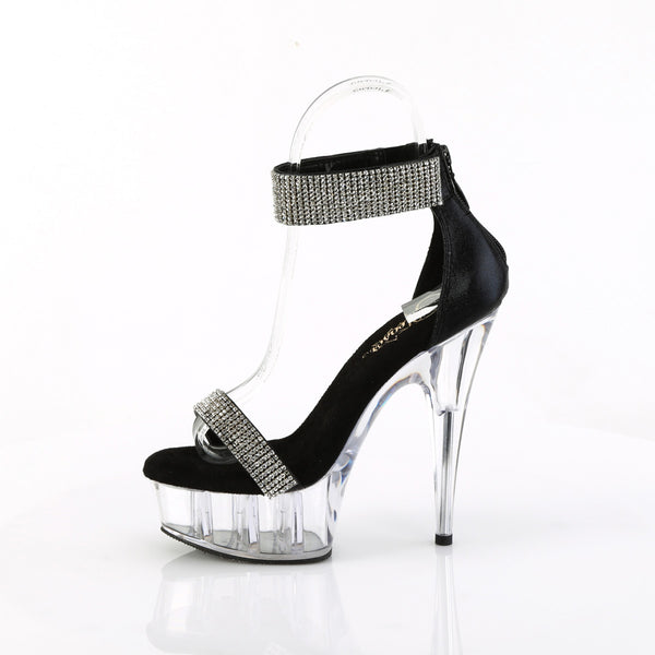 6" Heel, 1 3/4" Pf Rhinestoned Close Back Sandal, Back Zip Pleaser Pleaser DELIGHT/641