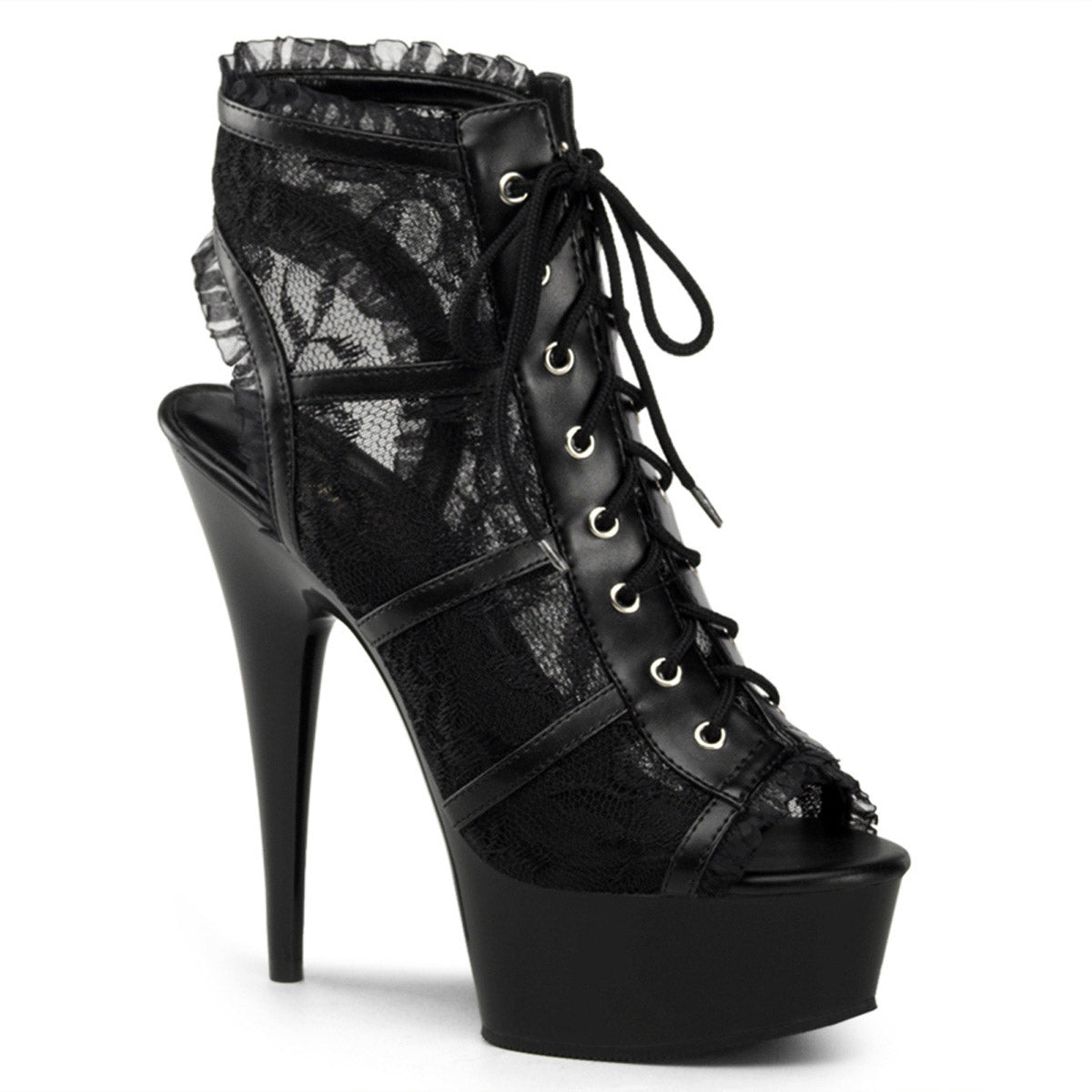 Sexy Corset Lace Peep Toe Platform Stiletto Sandals High Heels Shoes Pleaser Pleaser DELIGHT/696LC Main image