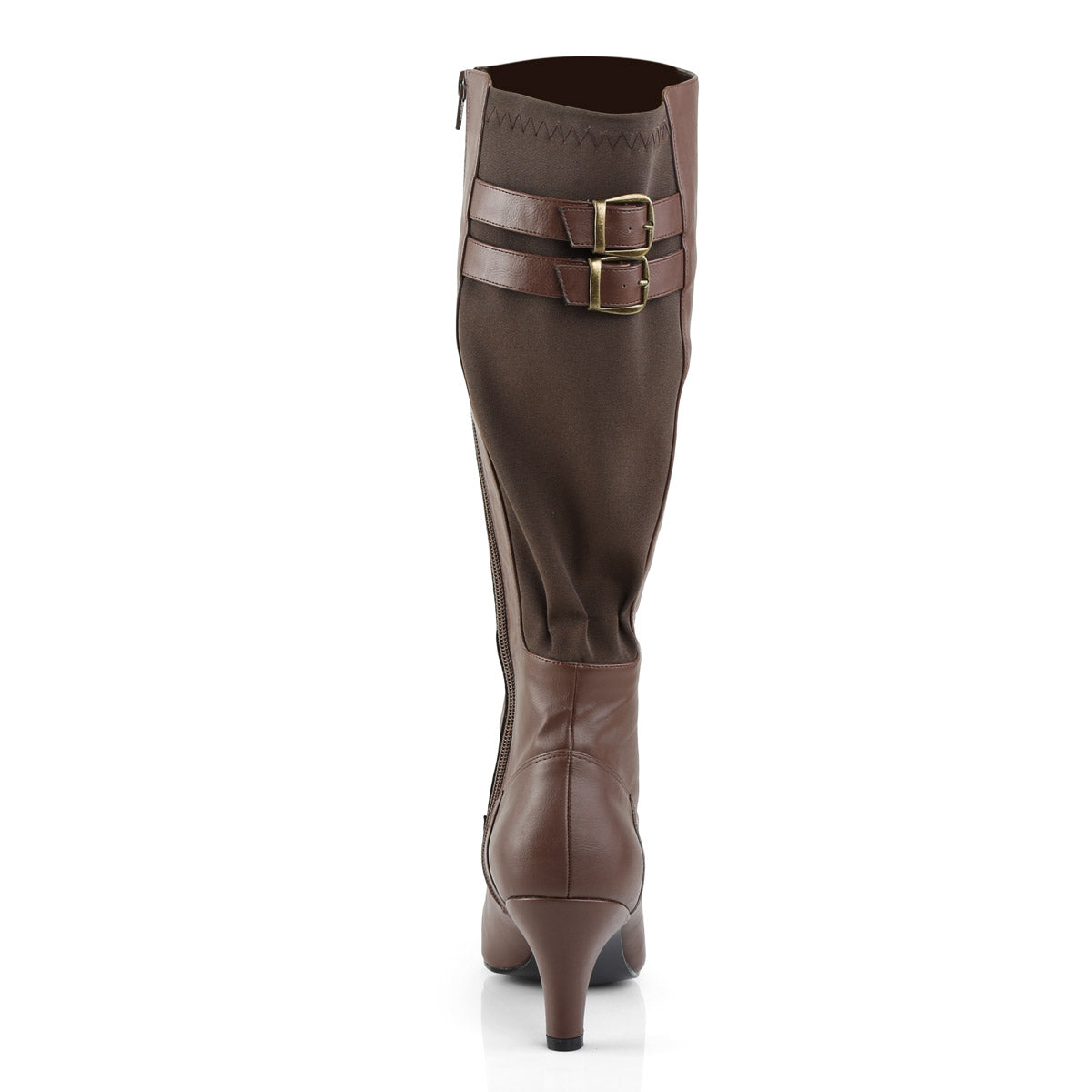 3" Heel Knee Boot Brown Faux Leather Pleaser Pink Label DIVINE/2018