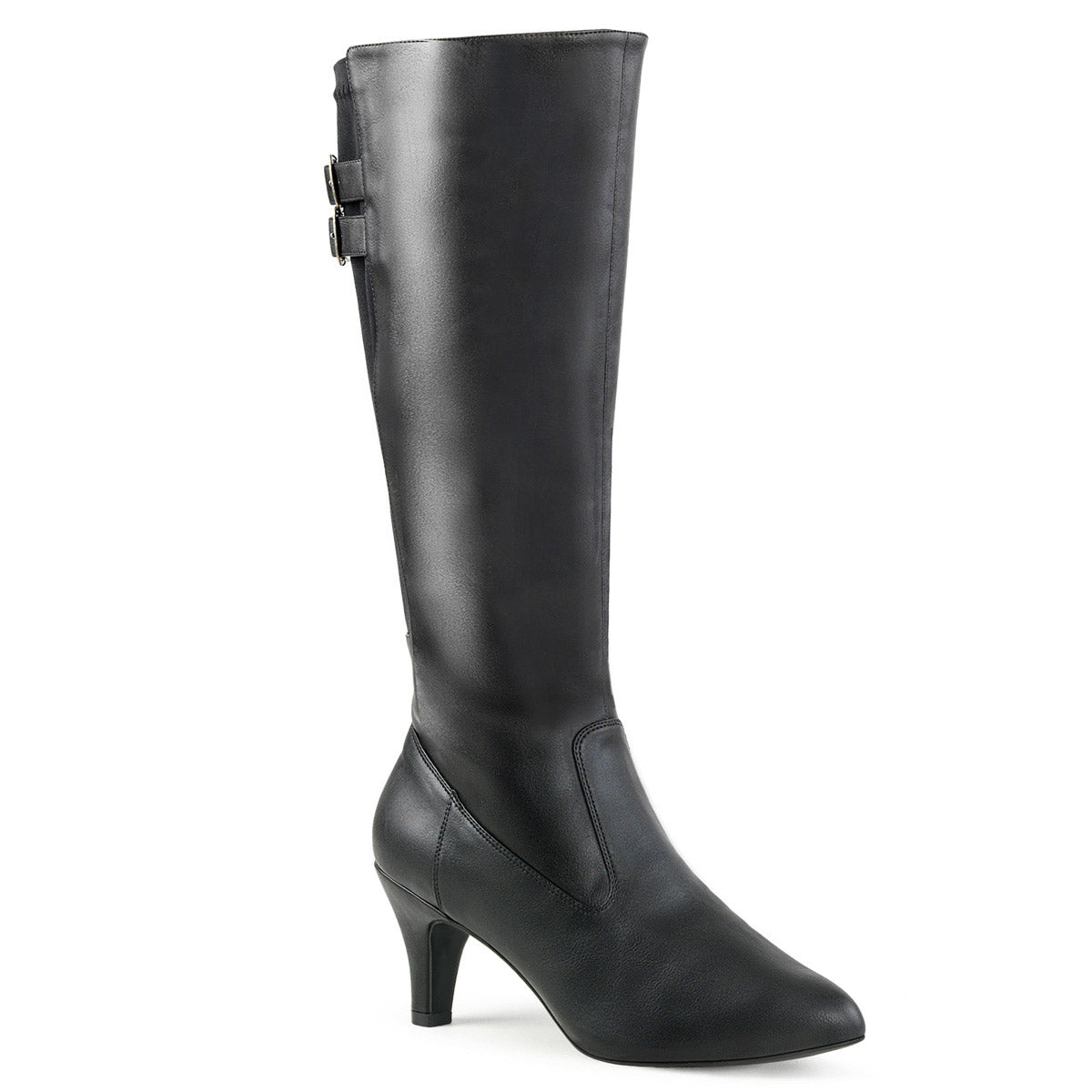 3" Heel Knee Boot Blk Faux Leather Pleaser Pink Label DIVINE/2018 Main image