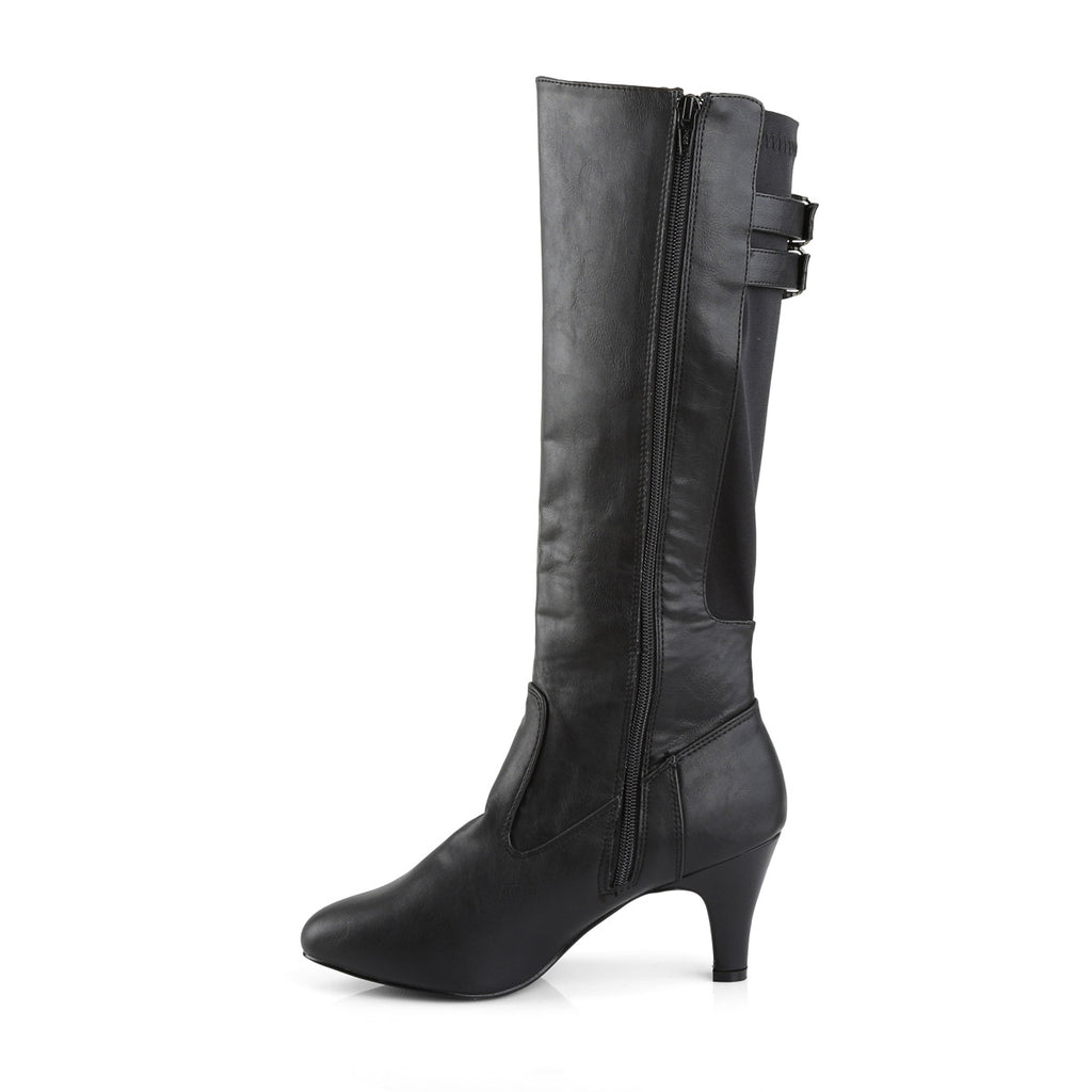 3" Heel Knee Boot Blk Faux Leather Pleaser Pink Label DIVINE/2018