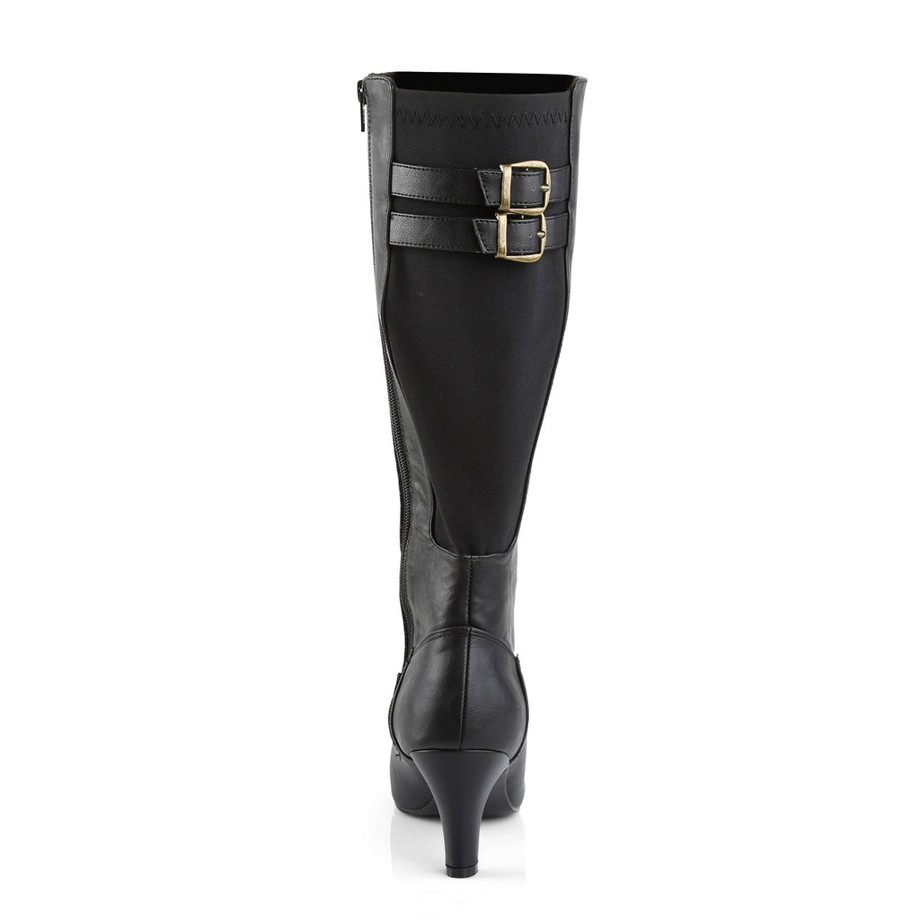 3" Heel Knee Boot Blk Faux Leather Pleaser Pink Label DIVINE/2018