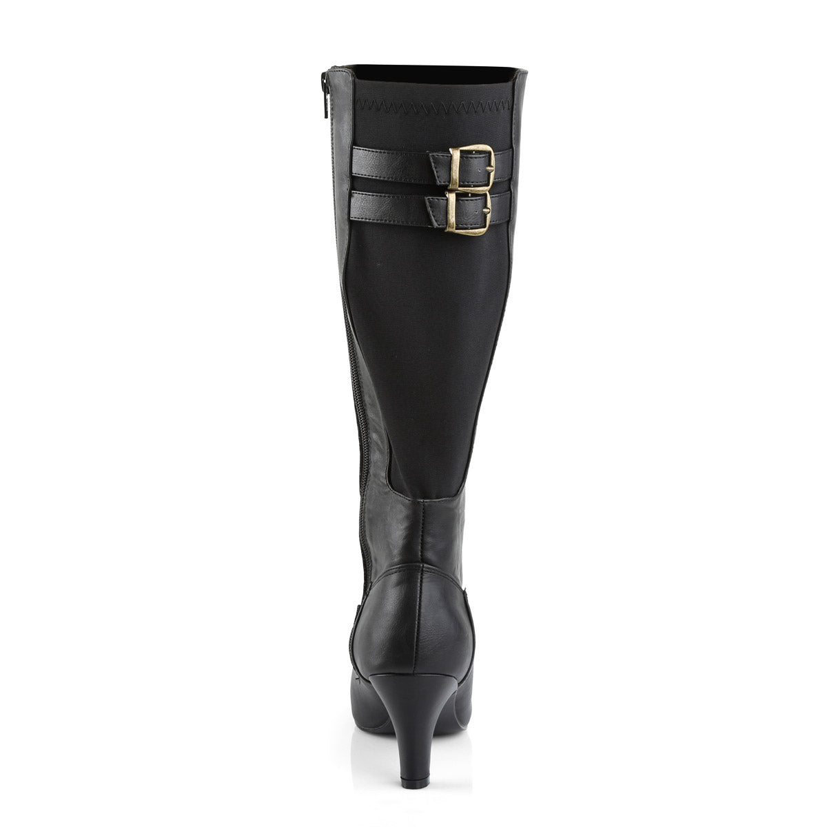 3" Heel Knee Boot Blk Faux Leather Pleaser Pink Label DIVINE/2018
