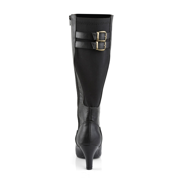3" Heel Knee Boot Blk Faux Leather Pleaser Pink Label DIVINE/2018