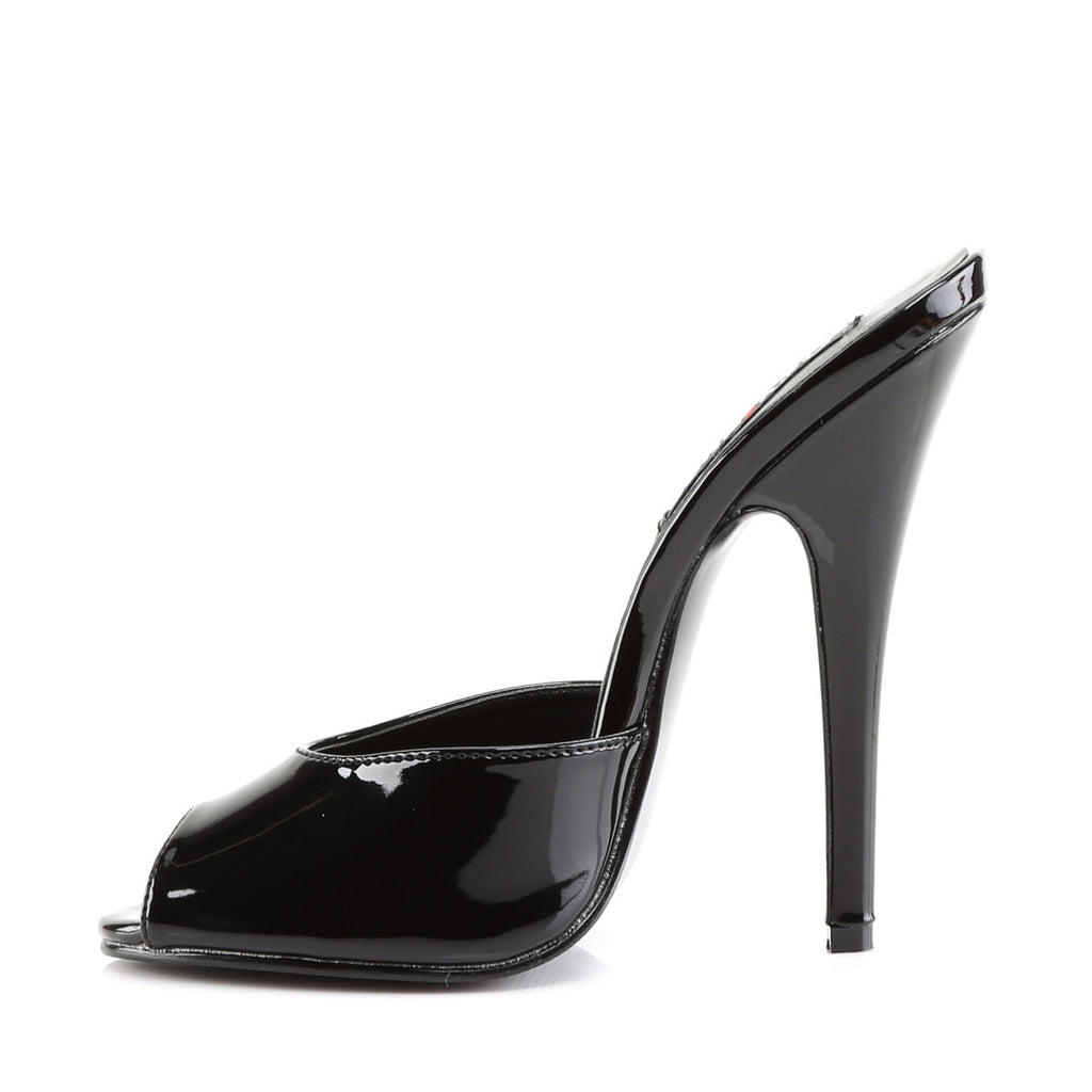 6" Peep Toe Mule Blk Pat Pleaser Devious DOMINA/101
