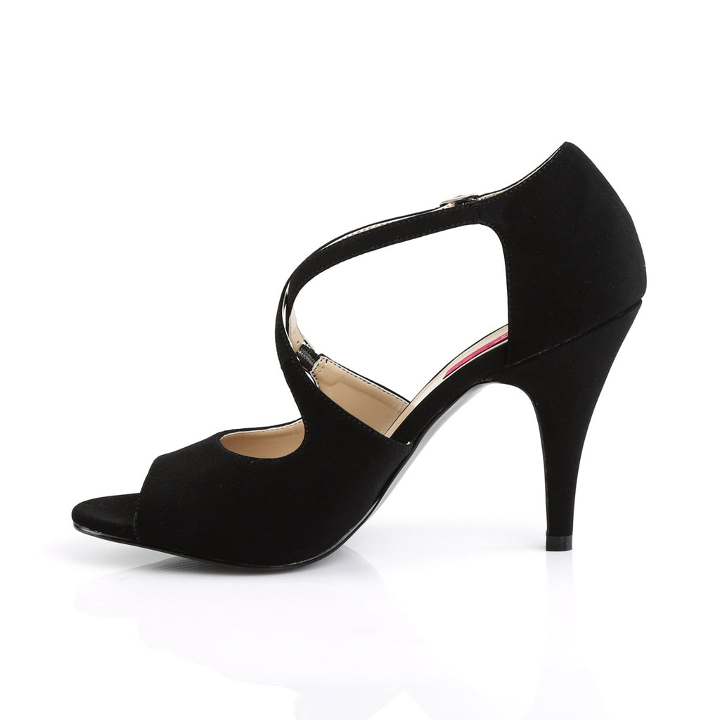 4" Heel Peep Toe Ankle Strap Sandal Blk Nubuck Pleaser Pink Label DREAM/412