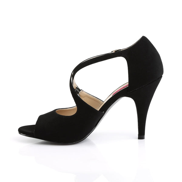 4" Heel Peep Toe Ankle Strap Sandal Blk Nubuck Pleaser Pink Label DREAM/412