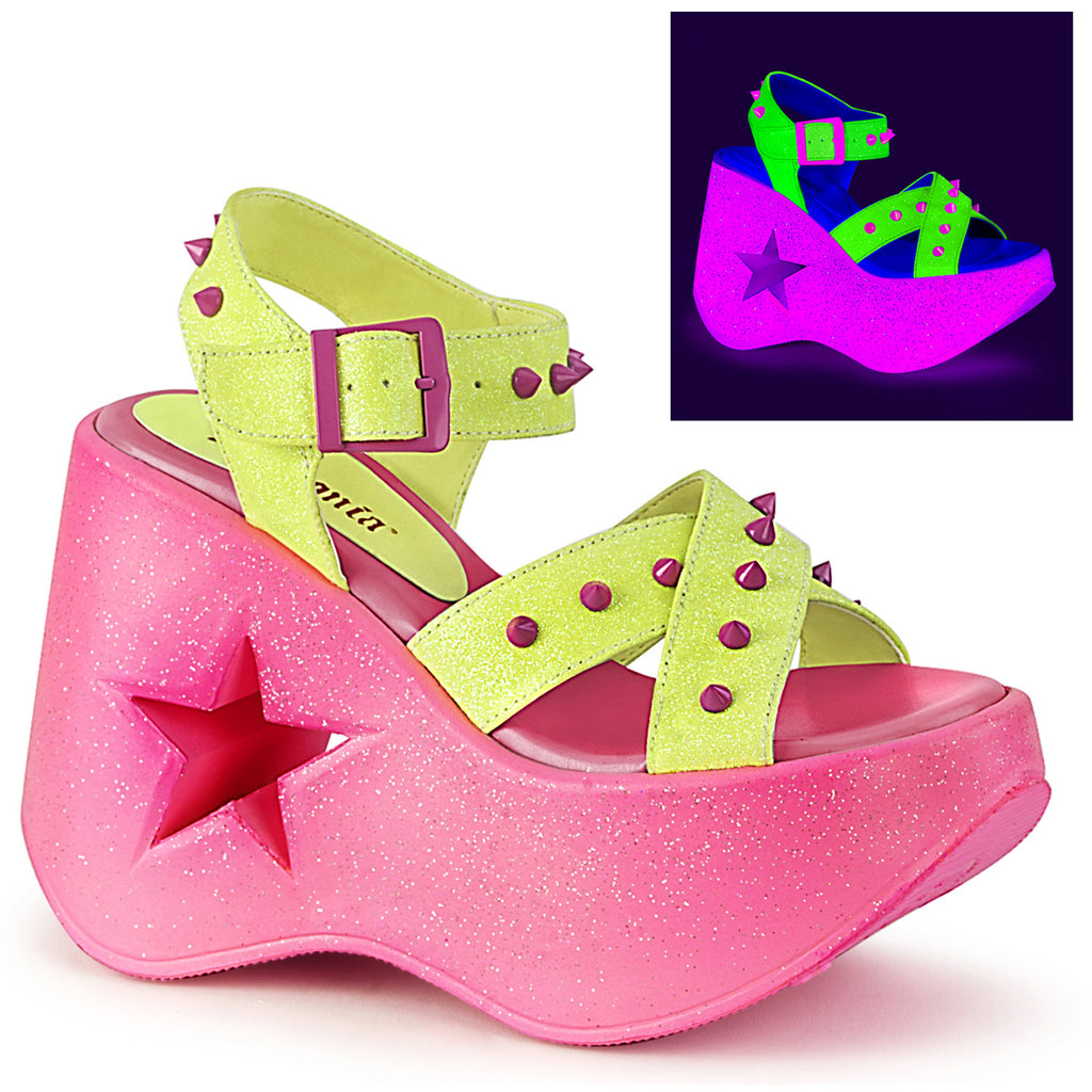 5" Star Cutout Platform Wedge Ankle Strap Sandal Pleaser Demonia DYNAMITE/02