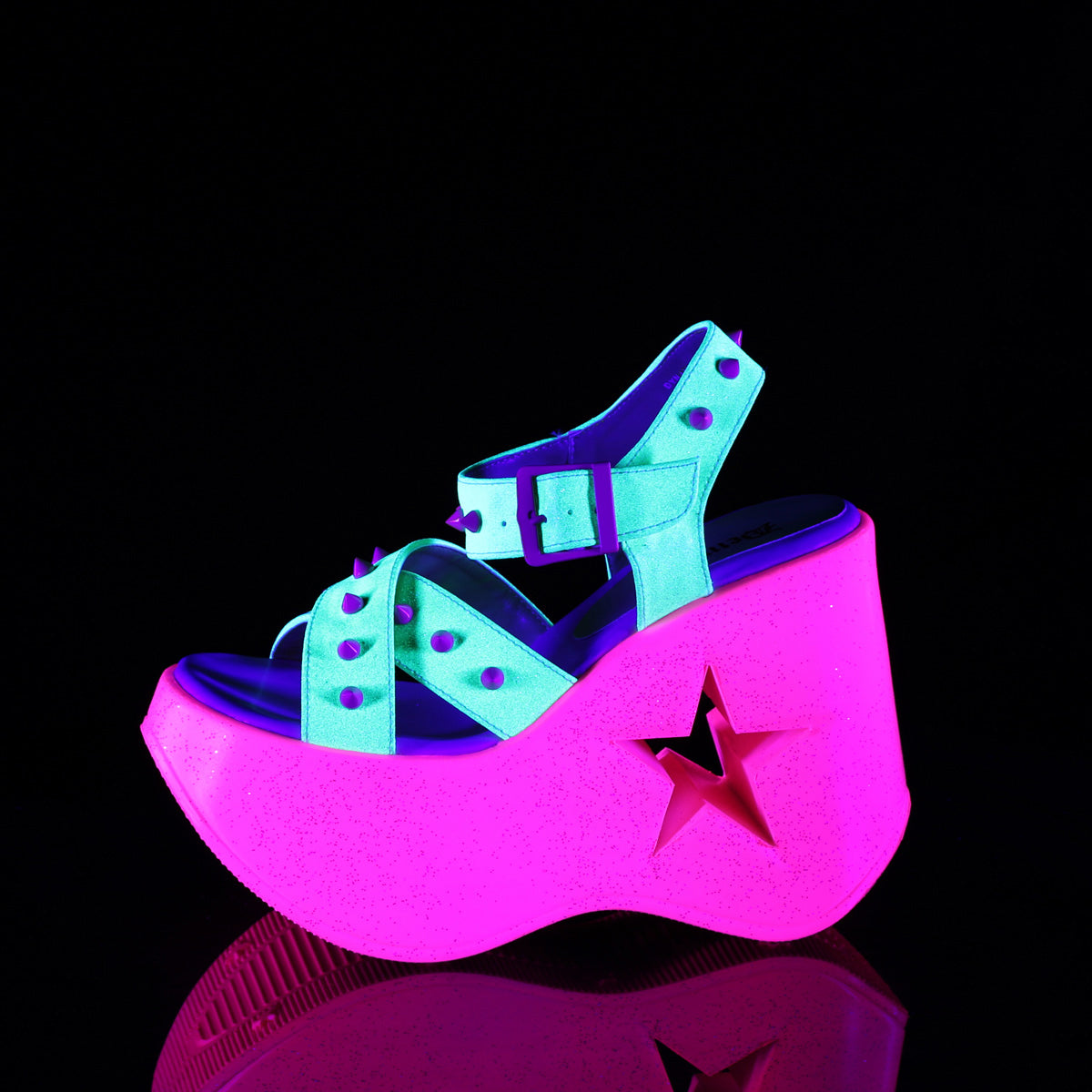5" Star Cutout Platform Wedge Ankle Strap Sandal Pleaser Demonia DYNAMITE/02