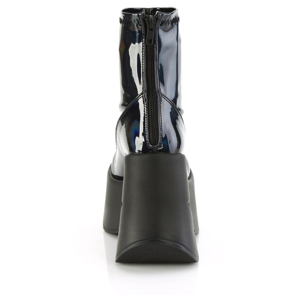 5" Star Cutout Platform Wedge Ankle Boot, Back Zip Pleaser Demonia DYNAMITE/100