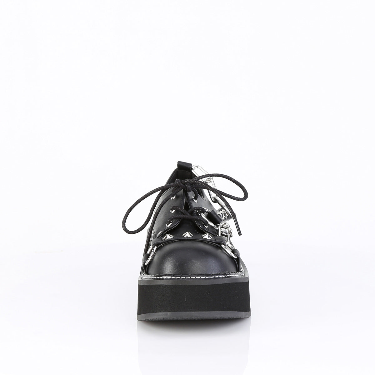 Demonia Emily-32 2" Platform Lace-Up Oxford Shoe with Chain and Spike Studs Secondary image