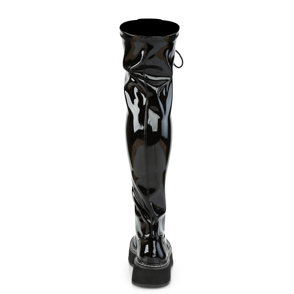 2" PF STR Thigh-High Lace-Up Boot W/ Outer Metal Zipper Pleaser Demonia EMILY/375