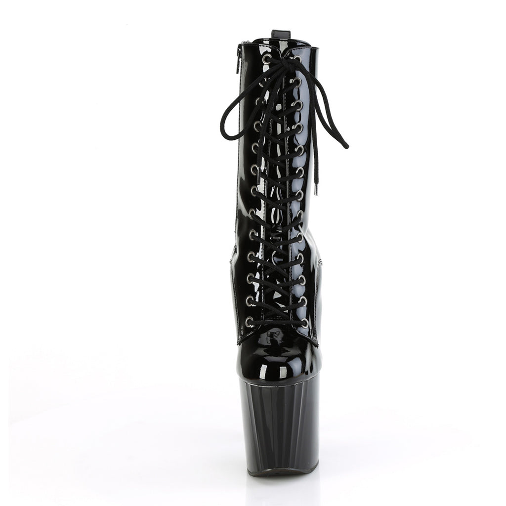 8" Heel, 3 3/4" Pf Lace-Up Ankle Boot, Side Zip Pleaser Pleaser ENCHANT/1040