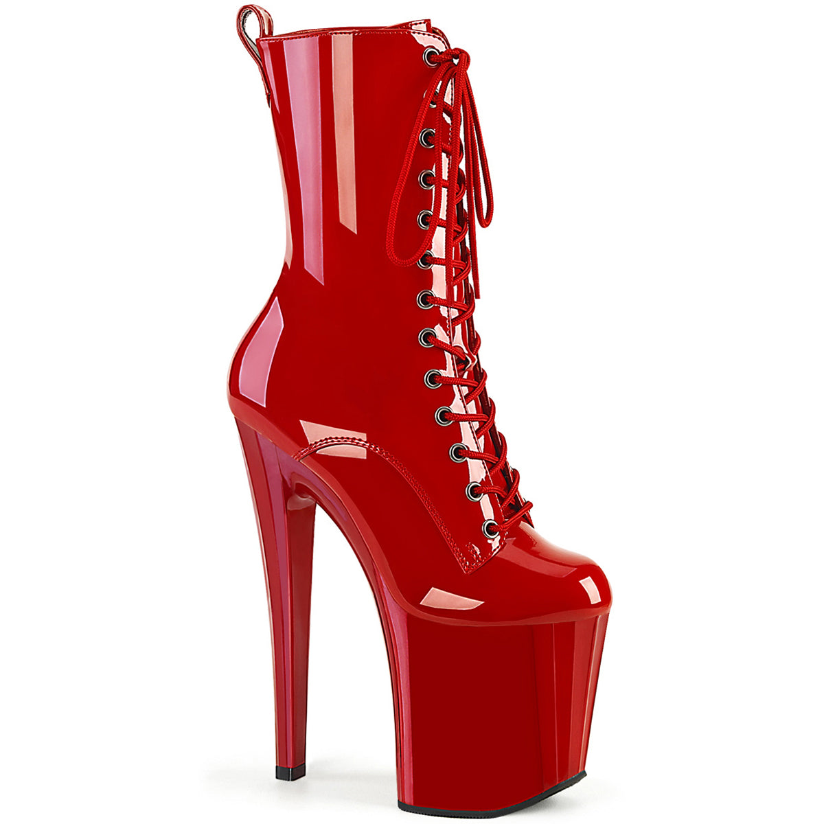 8" Heel, 3 3/4" Pf Lace-Up Ankle Boot, Side Zip Pleaser Pleaser ENCHANT/1040