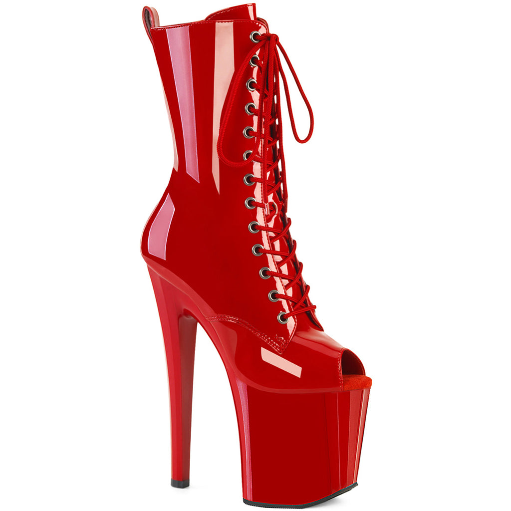 8" Heel, 3 3/4" Pf Peep Toe Ankle Boot, Side Zip Pleaser Pleaser ENCHANT/1041